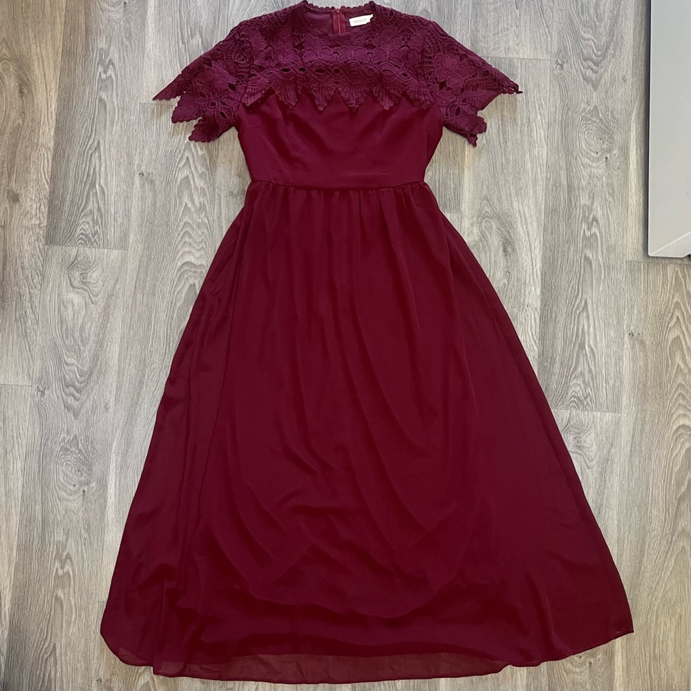 Roolee Fiona Dress Modest Lace Maxi Dress Red Size S - Picture 2 of 10